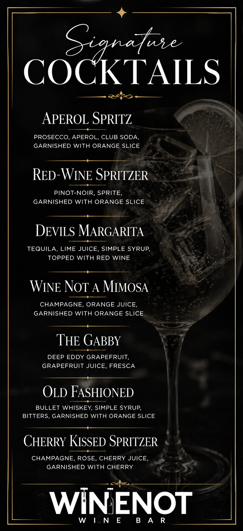 Signature Cocktails menu poster