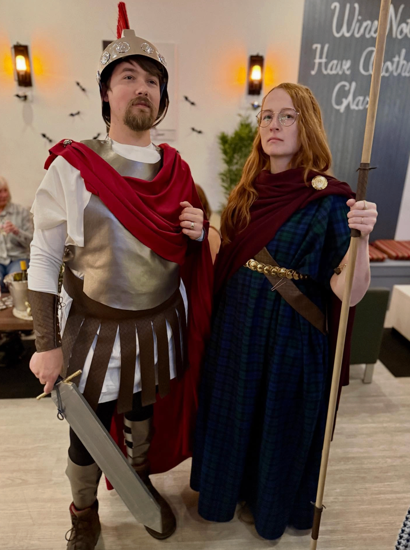 Costumed couple at the Hallowine costume party