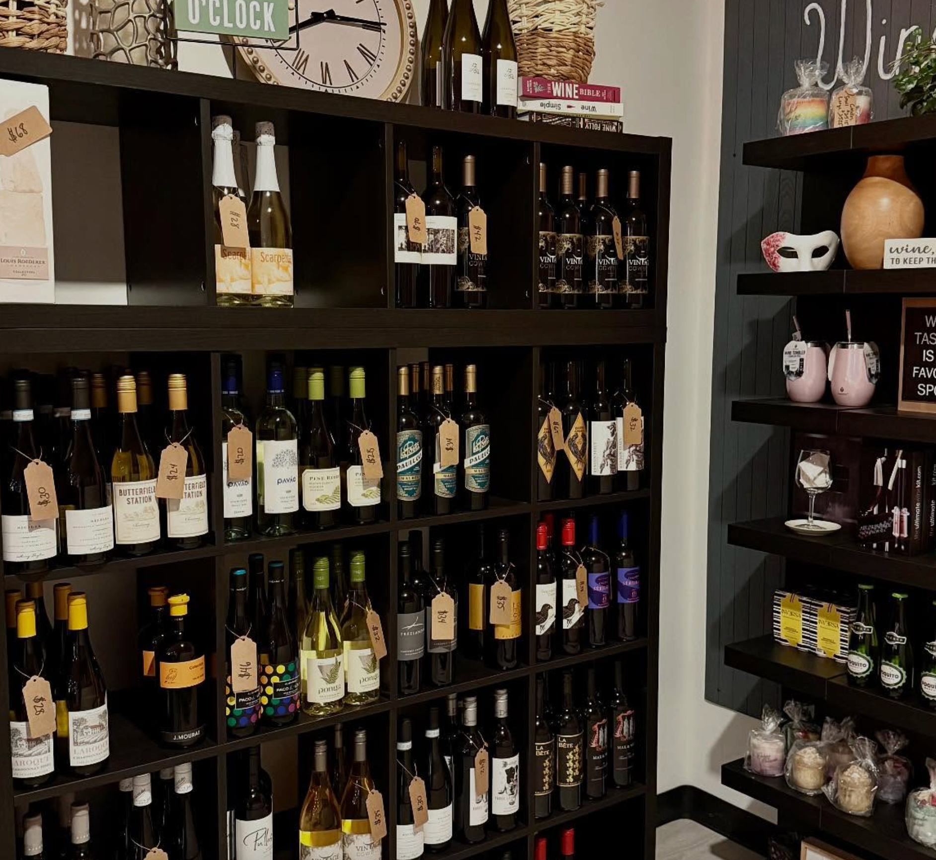 Curated bottle shop wall